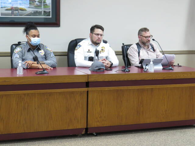 
			
				                                The Hamlet Police Department at their Police Review Board Meeting on Wednesday.
 
			
		