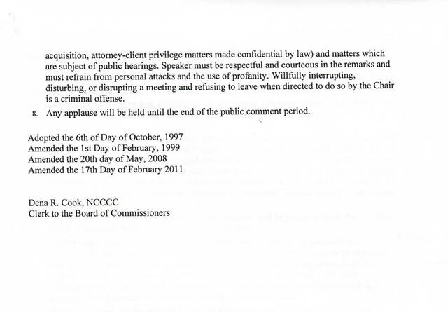 <p>Document courtesy of Richmond County government</p> <p>Pages 1 and 2 of the draft of the new public comment policy being considered by the Richmond County Board of Commissioners. Click to enlarge.</p>
