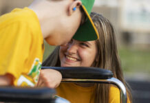 
			
				                                Richmond Seniors twins Christopher and Caroline Cline share a happy moment together at the Senior Sunset held at Raider Stadium on Wednesday, June 6, 2023. Christopher was born with cerebral palsy and is non-verbal, but that doesn’t stop the two from communicating and loving each other like other siblings.
                                 Mark Bell | Daily Journal

			
		
