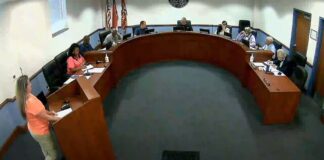 
			
				                                Stacy Lisenby speaks before the Anson Commissioners on August 1.
                                 Screenshot from Anson County Government YouTube channel

			
		